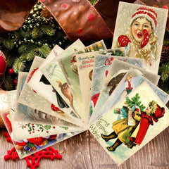 12pcs Vintage Xmas Greeting Cards Antique Merry Christmas Angels Santa Postcard