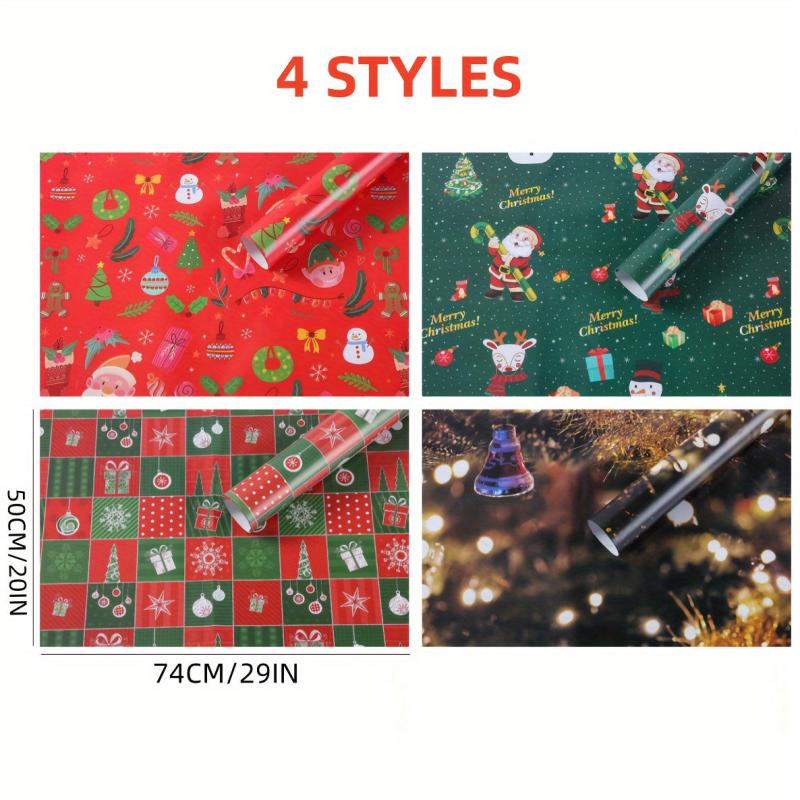 4pcs Christmas Wrapping Papers Large Size DIY Gift Boxes Packaging Paper
