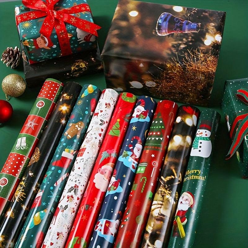 4pcs Christmas Wrapping Papers Large Size DIY Gift Boxes Packaging Paper