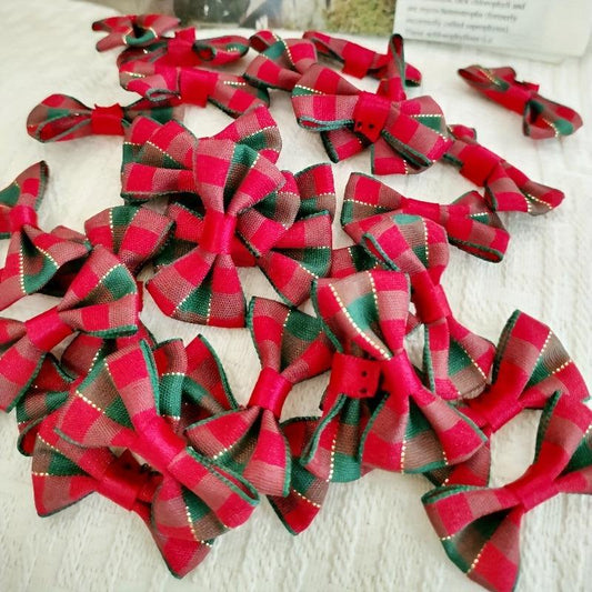 10pcs Christmas Decoration Bow DIY Hand Gift Decoration Ribbon