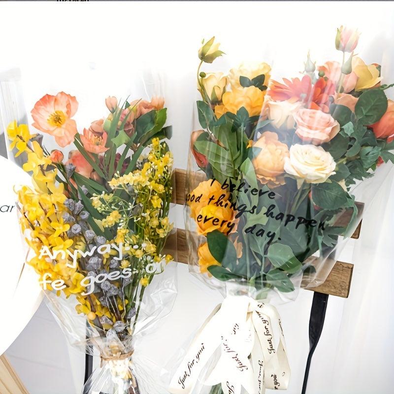 50pcs Transparent Cellophane Opp Flower Wrapping Paper Waterproof