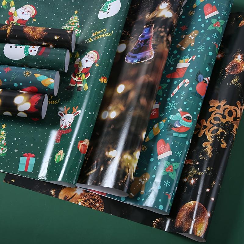 5pcs Christmas Gift Wrapping Paper Coated Paper Christmas Tree Elk Tissue Paper