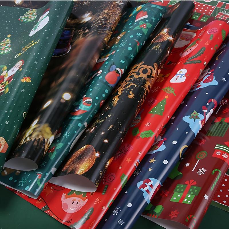 5pcs Christmas Gift Wrapping Paper Coated Paper Christmas Tree Elk Tissue Paper