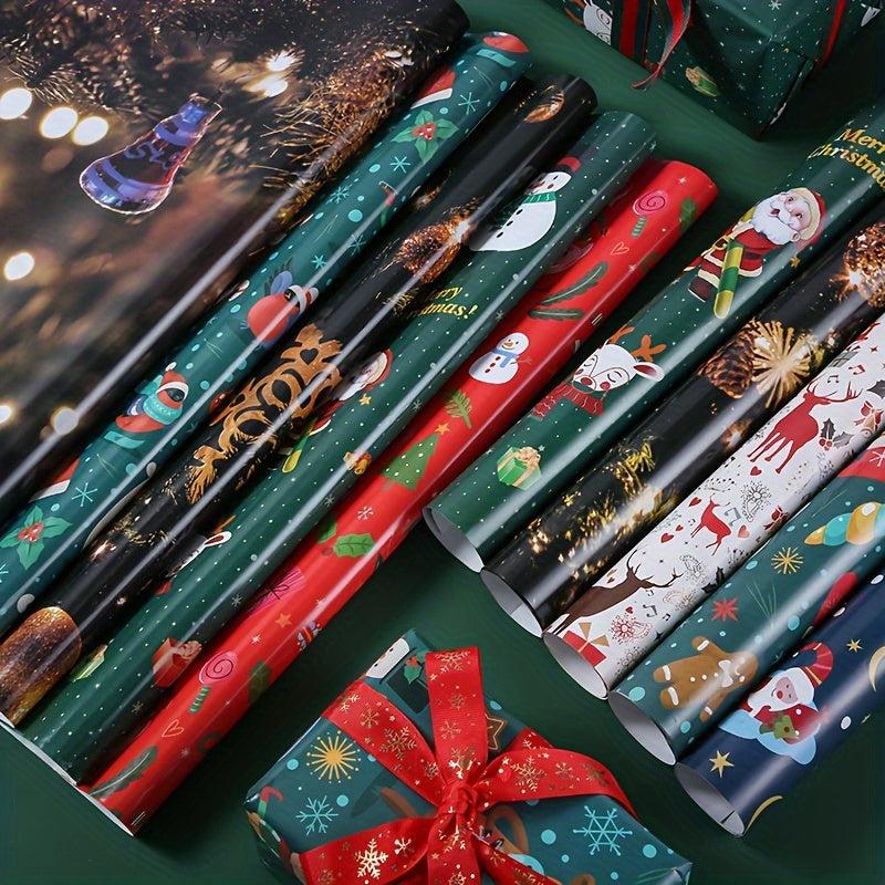 5pcs Christmas Gift Wrapping Paper Coated Paper Christmas Tree Elk Tissue Paper