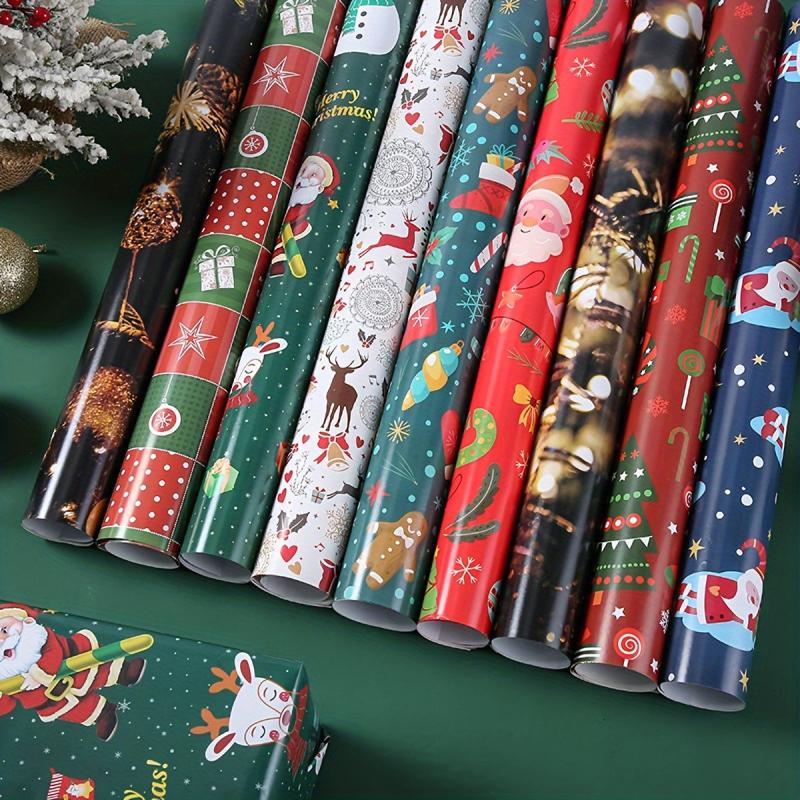 5pcs Christmas Gift Wrapping Paper Coated Paper Christmas Tree Elk Tissue Paper