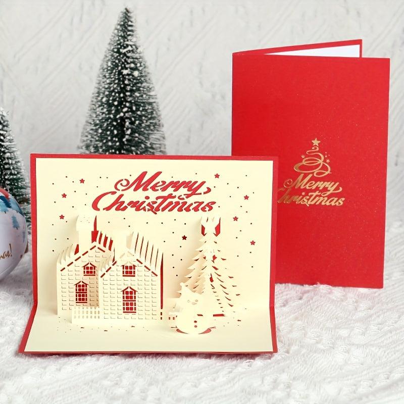 3D Christmas Greeting Card Hollow Blessing Card