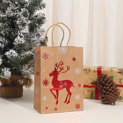 12pcs Christmas Gift Bags Brown Paper Goody Bags with Handles
