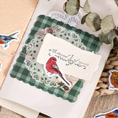 46pcs Boxed Sticker Bird Retro Animal Handbook Decorative Scrapbook Label
