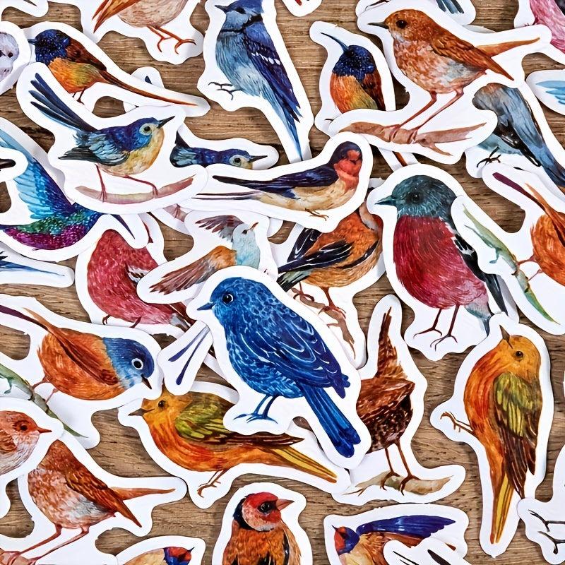 46pcs Boxed Sticker Bird Retro Animal Handbook Decorative Scrapbook Label