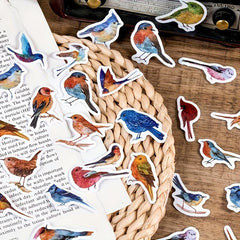 46pcs Boxed Sticker Bird Retro Animal Handbook Decorative Scrapbook Label