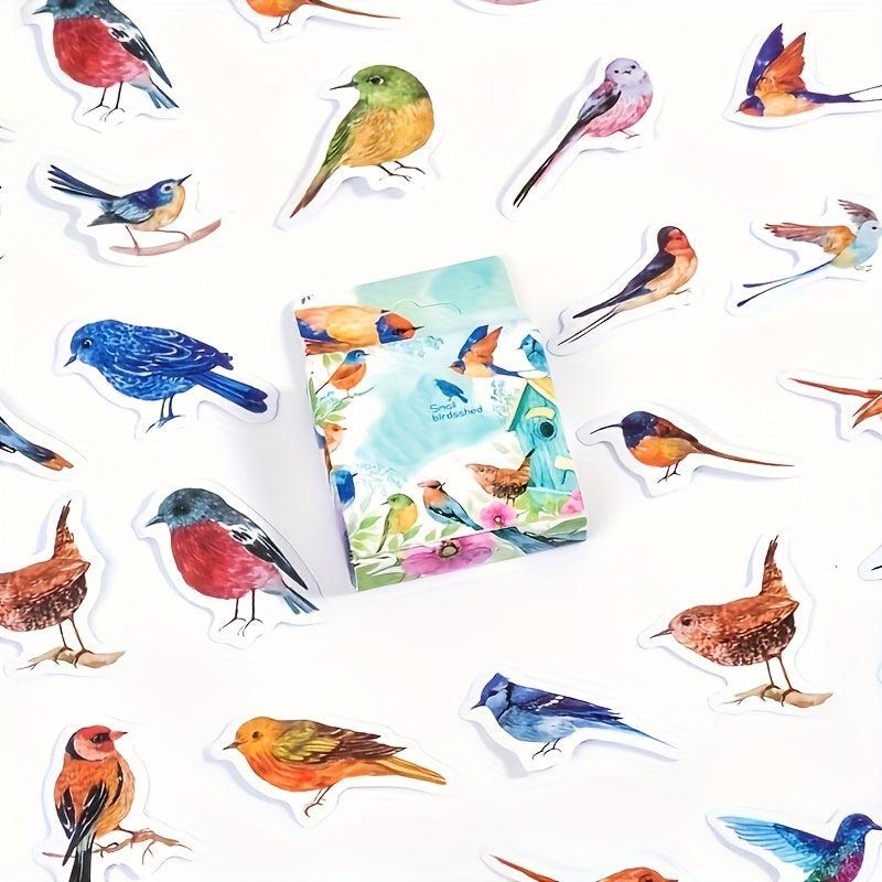 46pcs Boxed Sticker Bird Retro Animal Handbook Decorative Scrapbook Label
