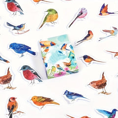 46pcs Boxed Sticker Bird Retro Animal Handbook Decorative Scrapbook Label