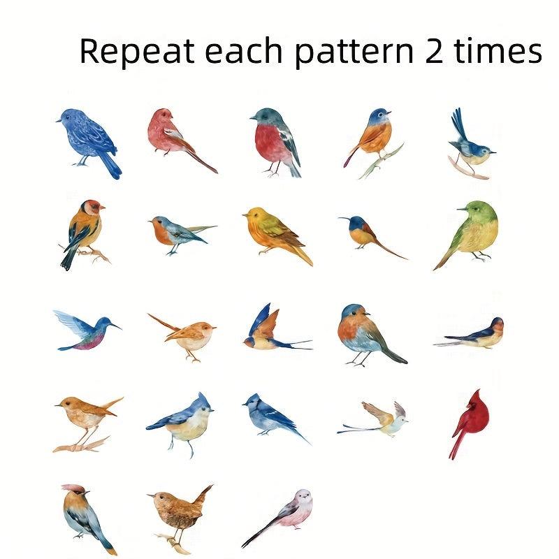 46pcs Boxed Sticker Bird Retro Animal Handbook Decorative Scrapbook Label