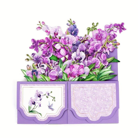 Purple Orchids Pop Up Card Flower Pop Up Box Card Home Decor Mother Mom Gift