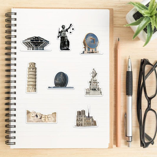 65pcs Landmark Building Graffiti Stickers Water Bottles Backpacks Laptops