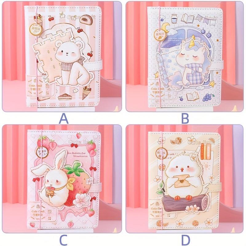 1pc A6 Magnetic Buckle Notebook Waterproof PU Cover Diary Book School Supplies