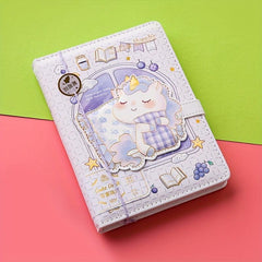 1pc A6 Magnetic Buckle Notebook Waterproof PU Cover Diary Book School Supplies