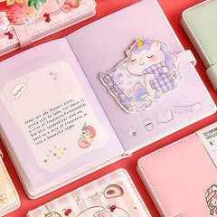 1pc A6 Magnetic Buckle Notebook Waterproof PU Cover Diary Book School Supplies