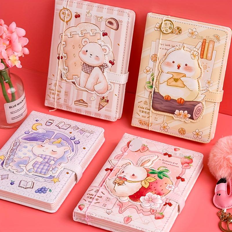 1pc A6 Magnetic Buckle Notebook Waterproof PU Cover Diary Book School Supplies