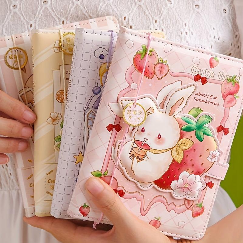 1pc A6 Magnetic Buckle Notebook Waterproof PU Cover Diary Book School Supplies