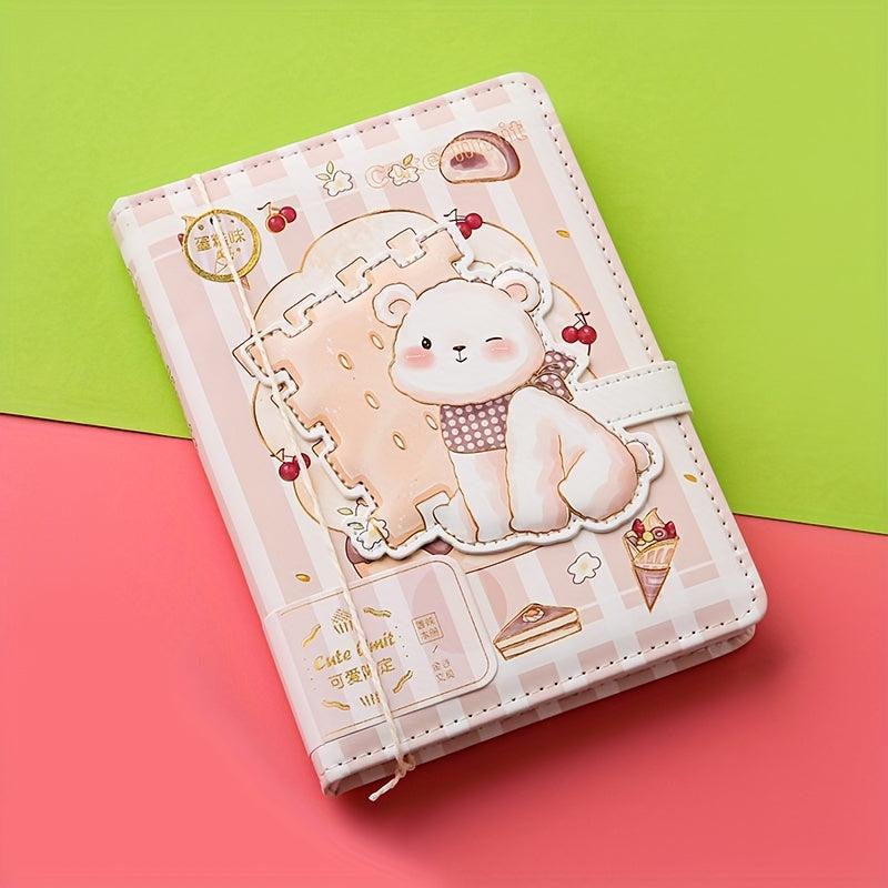 1pc A6 Magnetic Buckle Notebook Waterproof PU Cover Diary Book School Supplies