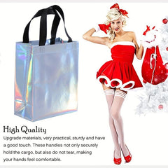 20pcs Rainbow Polka Dot Snowflake Rhombus Gift Bags Holographic Reusable Bags