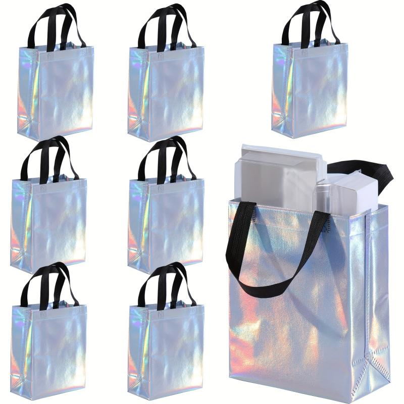 20pcs Rainbow Polka Dot Snowflake Rhombus Gift Bags Holographic Reusable Bags