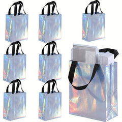 20pcs Rainbow Polka Dot Snowflake Rhombus Gift Bags Holographic Reusable Bags
