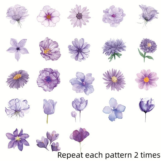 Purple Orchid Series Plants And Flowers Stickers Pack - 46pcs
