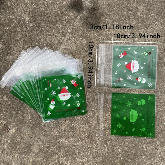 100pcs Santa Claus Snowflake Gift Ziplock Bag for Candy Decoration