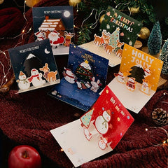 Christmas 3D Pop Up Greeting Cards With Envelope Blessing Postcard