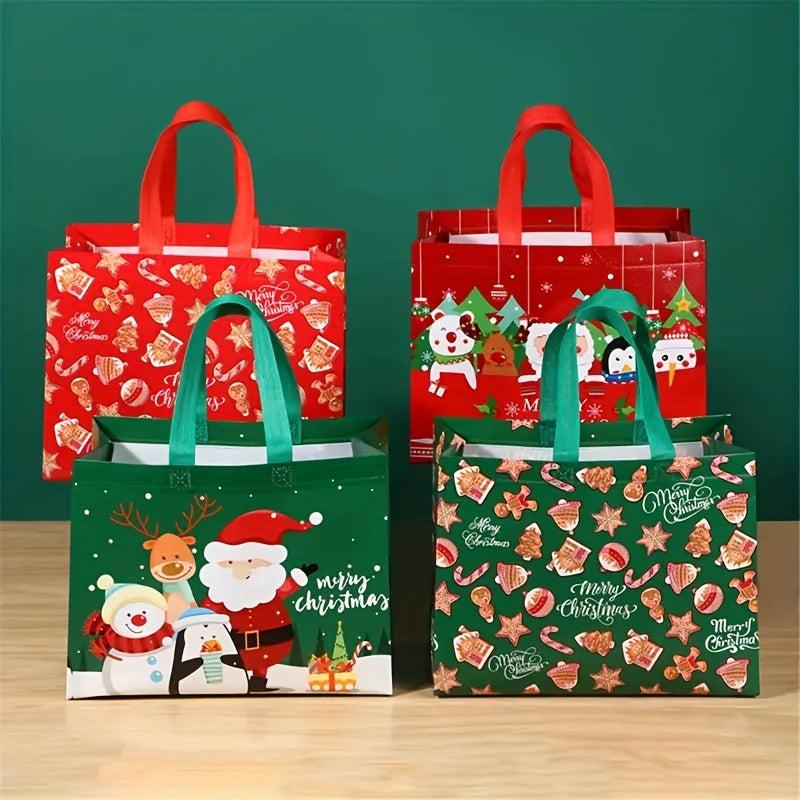 4pcs Christmas Gift Bag Cartoon Non Woven Large Capacity Decorations