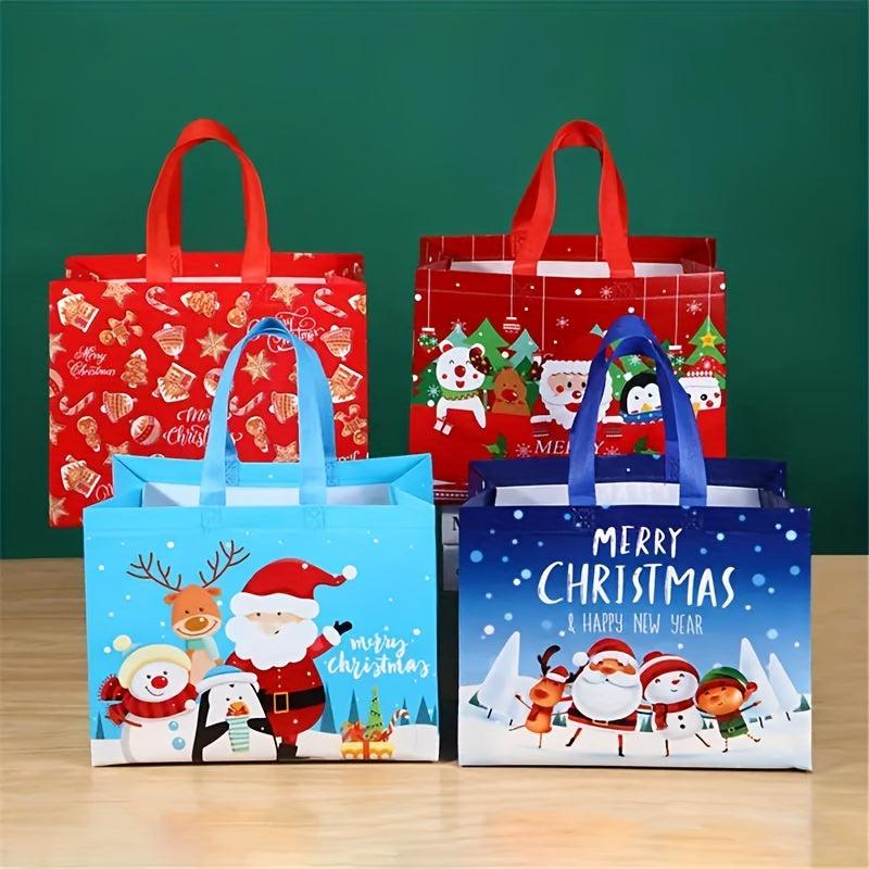 4pcs Christmas Gift Bag Cartoon Non Woven Large Capacity Decorations