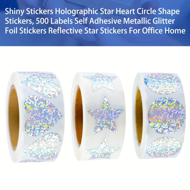 500pcs 2.54cm Holographic Metallic Glitter Foil Stickers