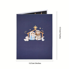 1pc Merry Christmas Pop Up Card Nativity Greeting Card Small Business Supplies