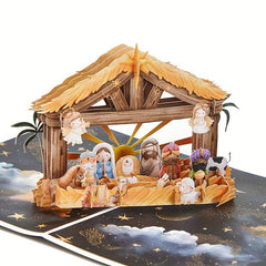 1pc Merry Christmas Pop Up Card Nativity Greeting Card Small Business Supplies