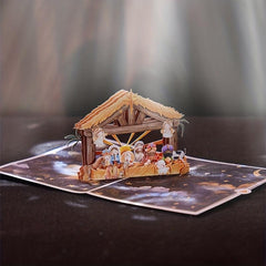 1pc Merry Christmas Pop Up Card Nativity Greeting Card Small Business Supplies