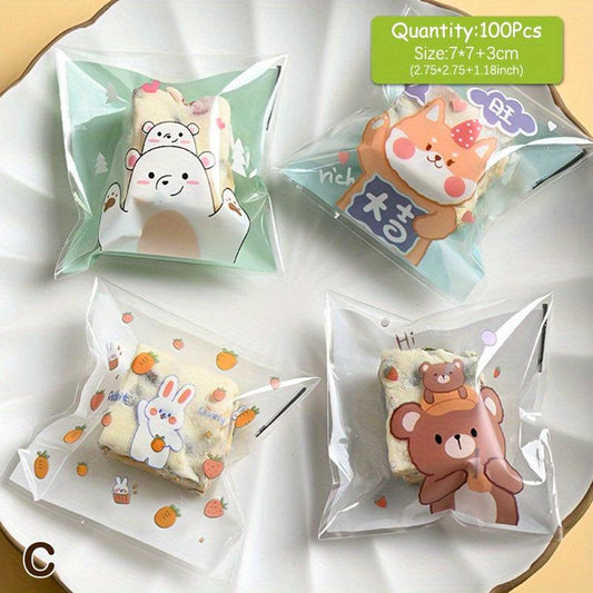 100 Clear Plastic Gift Bags for Cakes, Candy, Cookies - Baking & Party Supplies