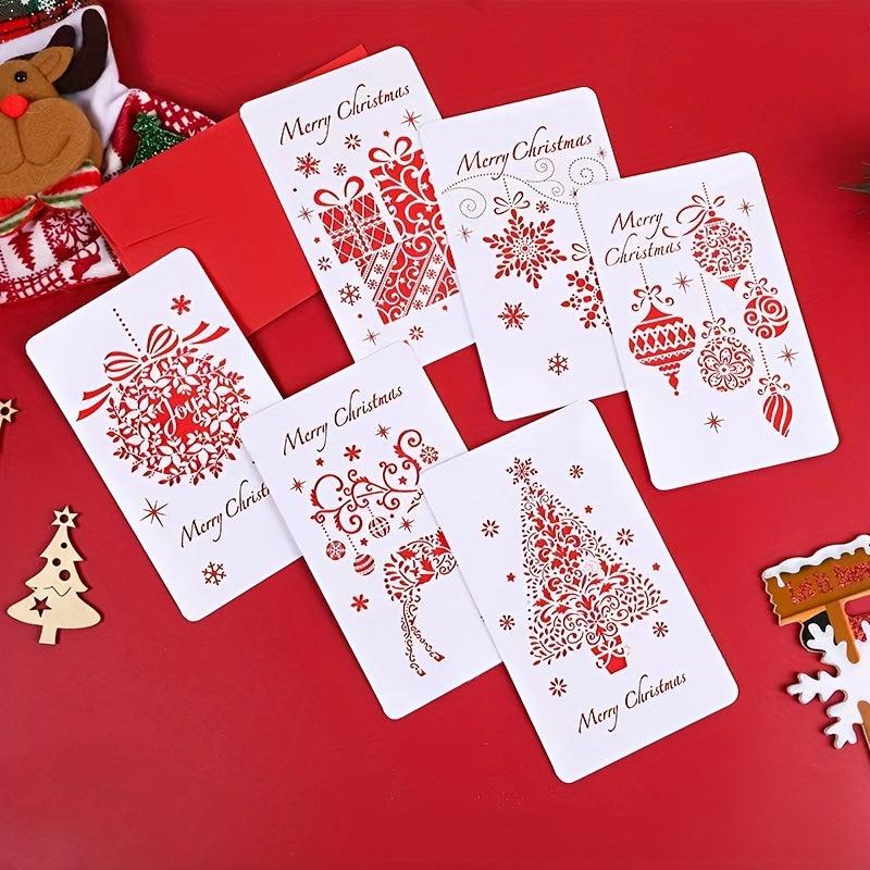 2 Packs Christmas Greeting Cards Red Hollow Greeting Card With Envelope