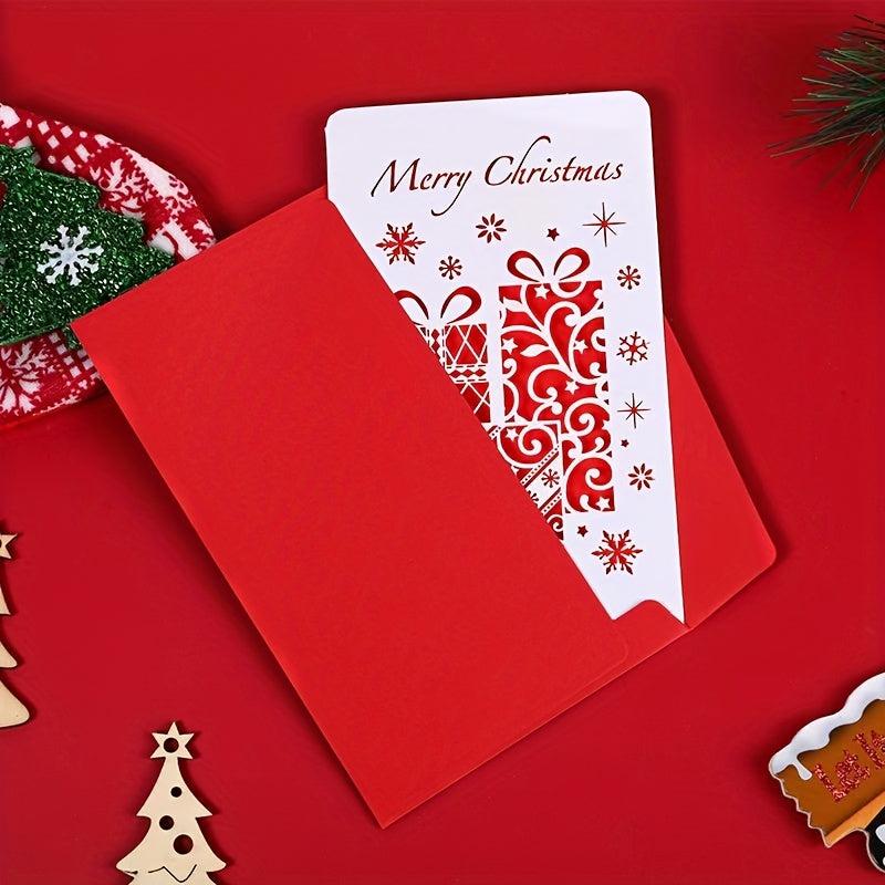2 Packs Christmas Greeting Cards Red Hollow Greeting Card With Envelope