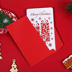 2 Packs Christmas Greeting Cards Red Hollow Greeting Card With Envelope