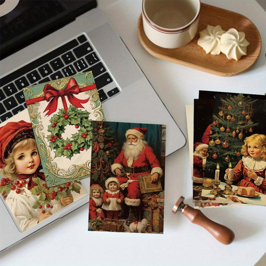 10pcs Vintage Christmas Blessing Card Postcard Navidad Christmas Decorations