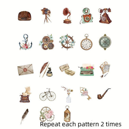 46pcs Literary Retro Objects Decoration Pack Scrapbook Label Creative Materials