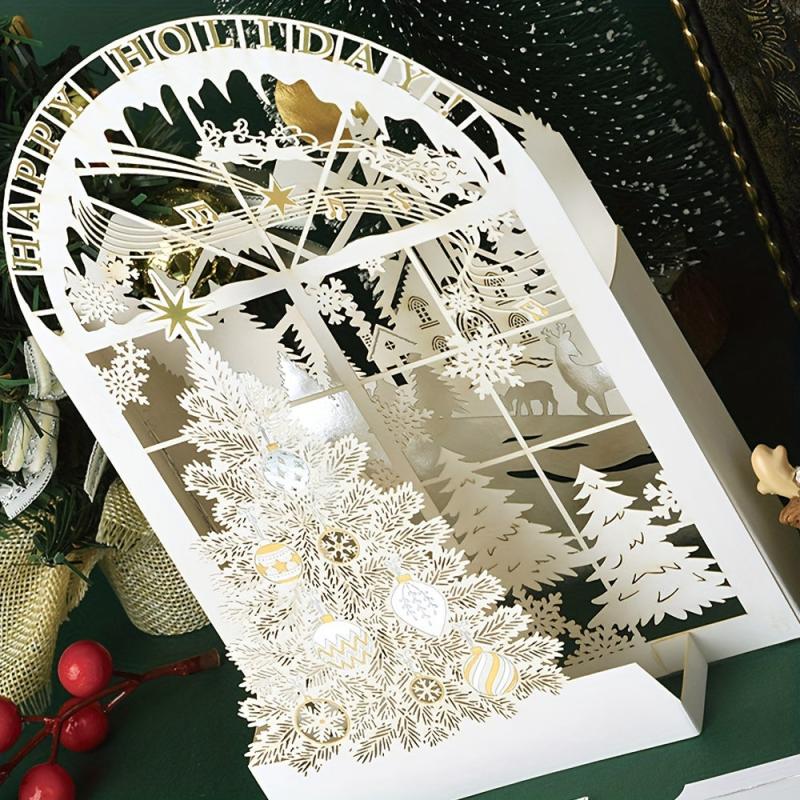 3D Christmas Laser Greeting Card - Blessing Ornament Navidad Decor