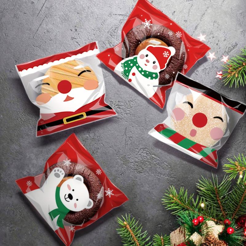 100pcs Christmas Baking Packaging Biscuit Bag Mooncake Biscuit Bag