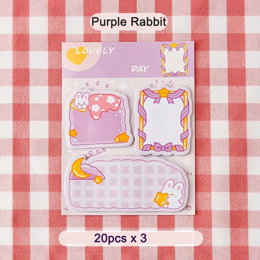 3pcs Cartoon Sticky Note Set Rabbit Bear School Supplies