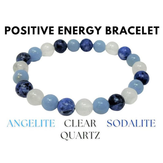 Positive Energy Bracelet Clear Quartz Angelite Sodalite