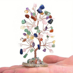Crystal Stone 7 Chakra Healing Money Tree Home Office Desk Decor