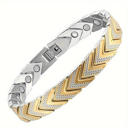 Titanium Steel Magnetic Bracelet Double Row 4 Element Magnets Wristband