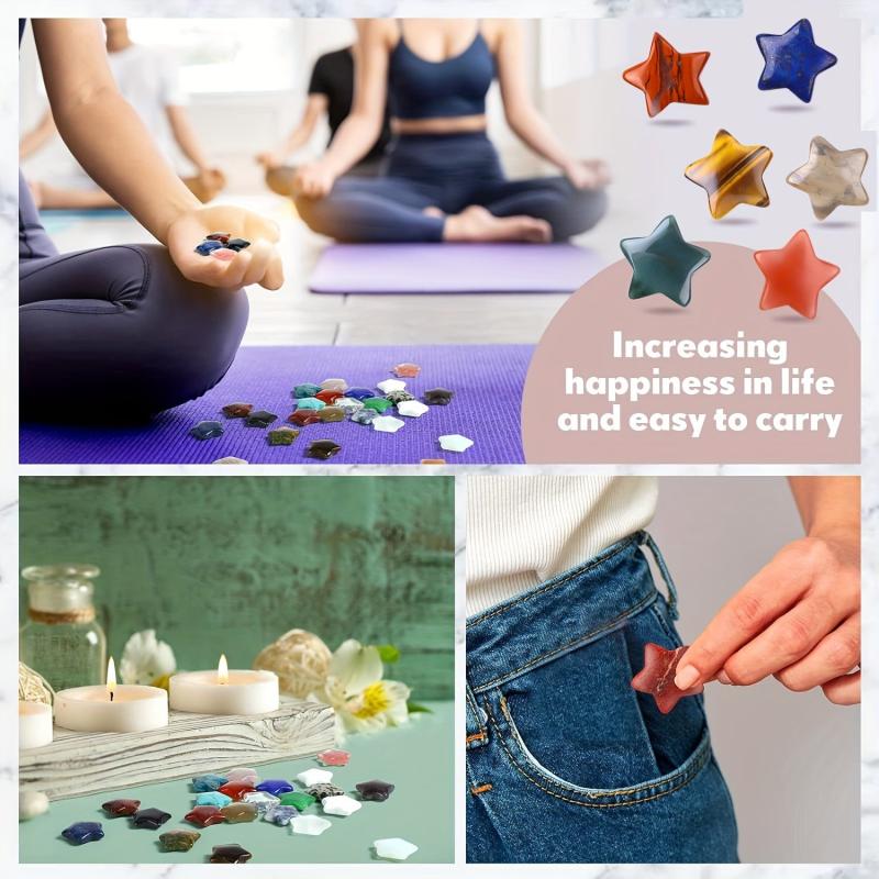 Assorted Star Crystal Worry Stone 2.03 cm Mini Crystal Stone Bag